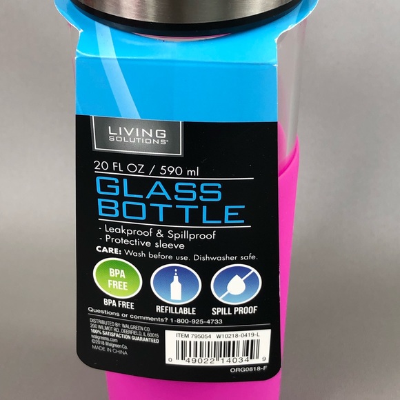 Living Solutions Pink BPA Free Glass Bottle - Picture 4 of 5